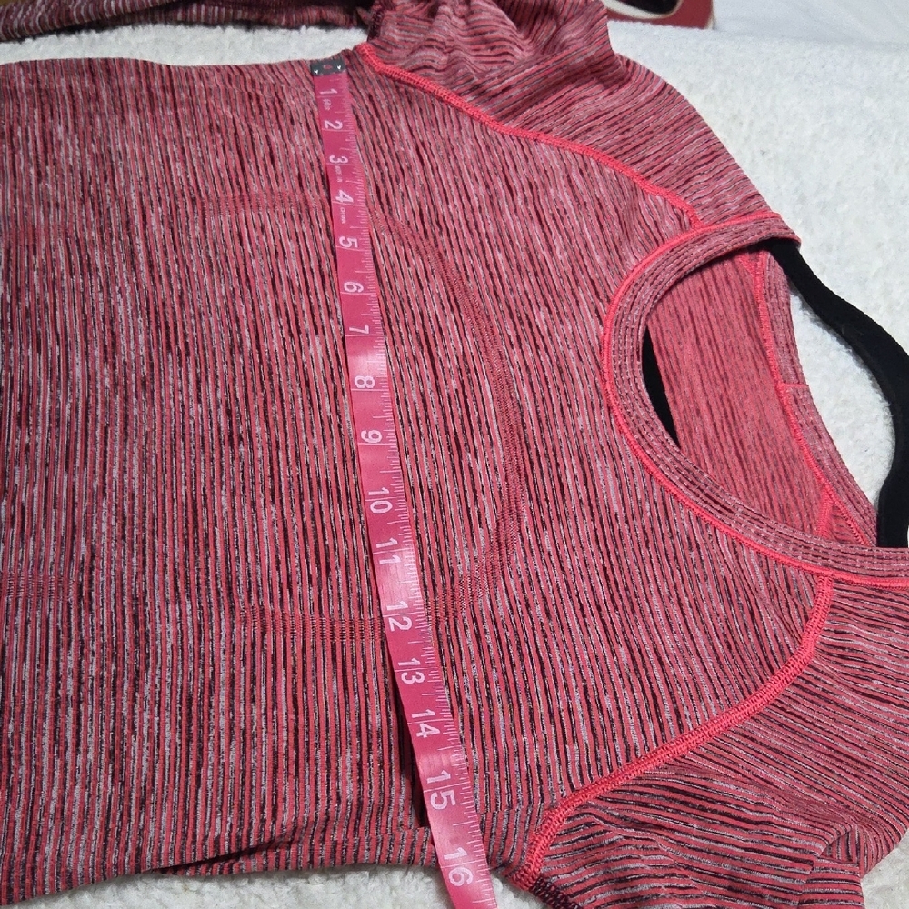 This is a Lululemon Swiftly Tech Long Sleeve Crew shirt in a red ombre colorway. - Picture 7 of 8